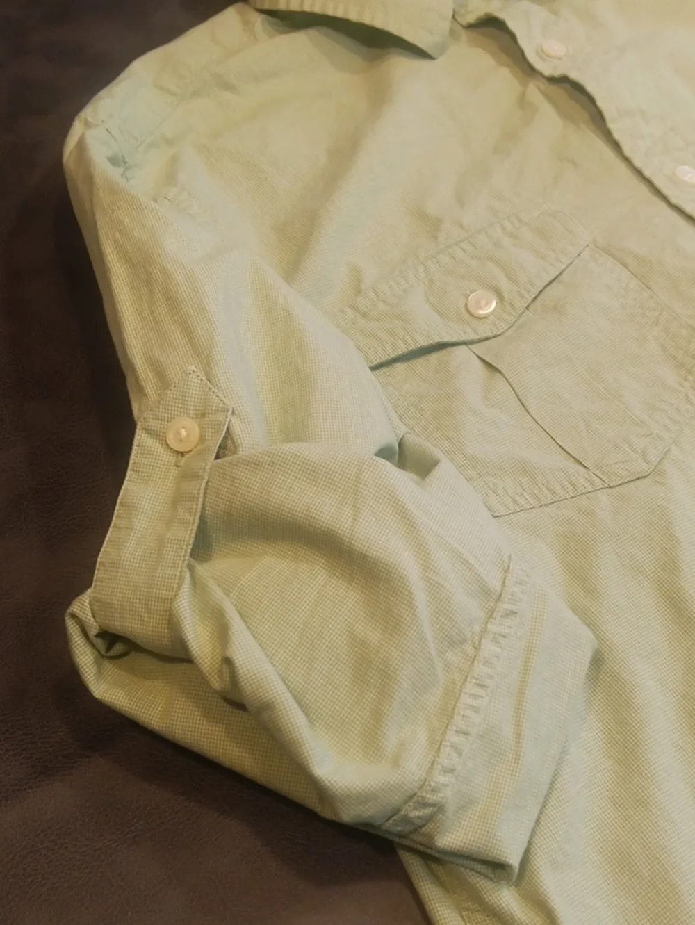 Banana Republic Soft Wash Utility Button Down Shirt Sage Green Large